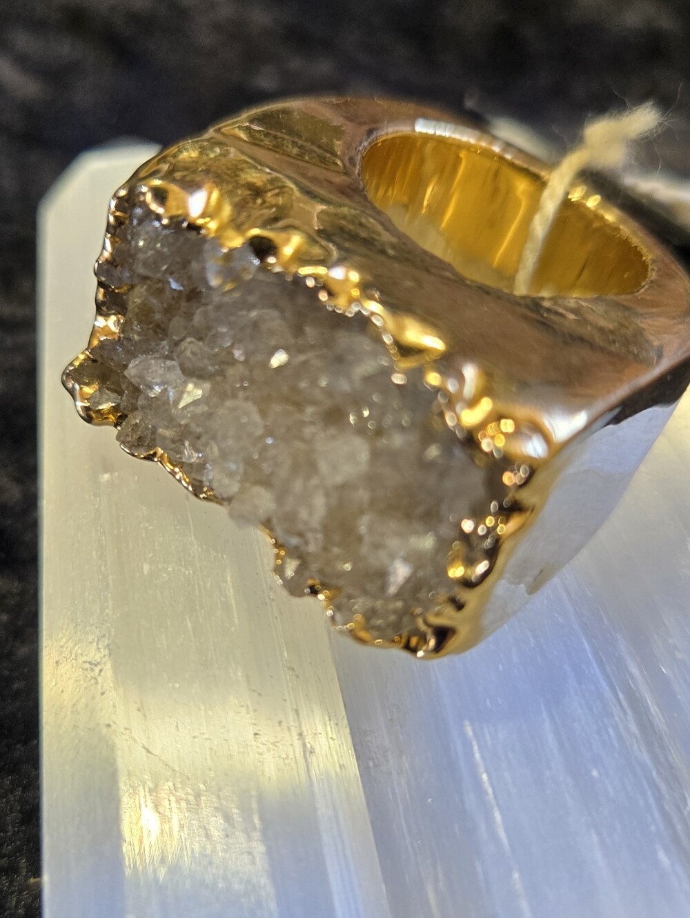 Nuance Jewelry Gold Druzy Ring Oversized Statement Size 7